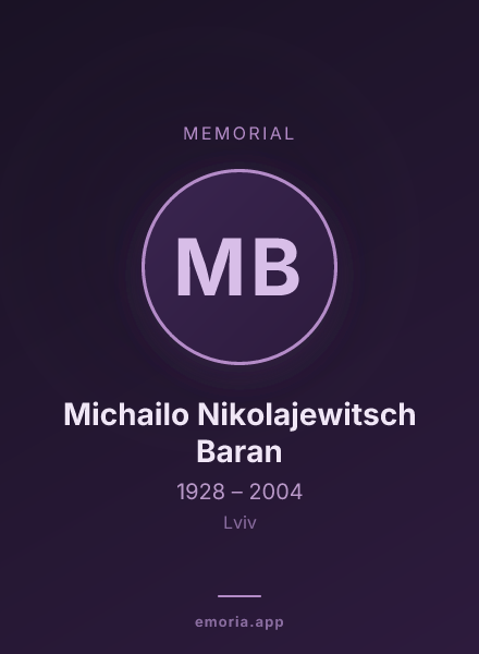 Memorial portrait of Michailo Nikolajewitsch Baran