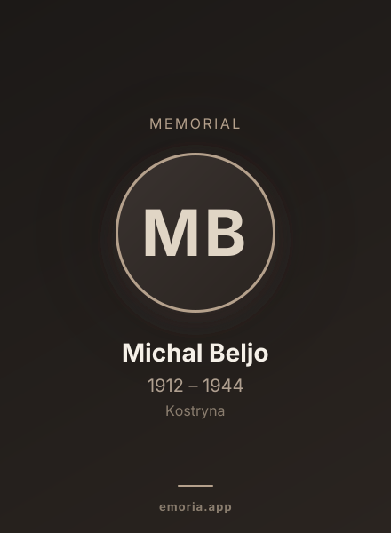 Memorial portrait of Michal Beljo