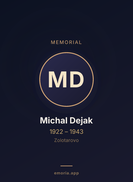 Memorial portrait of Michal Dejak