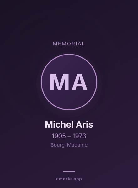 Memorial portrait of Michel Aris