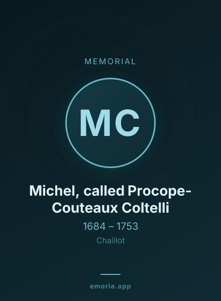 Memorial portrait of Michel, called Procope-Couteaux Coltelli