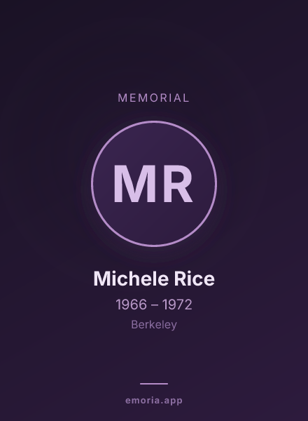Memorial portrait of Michele Rice