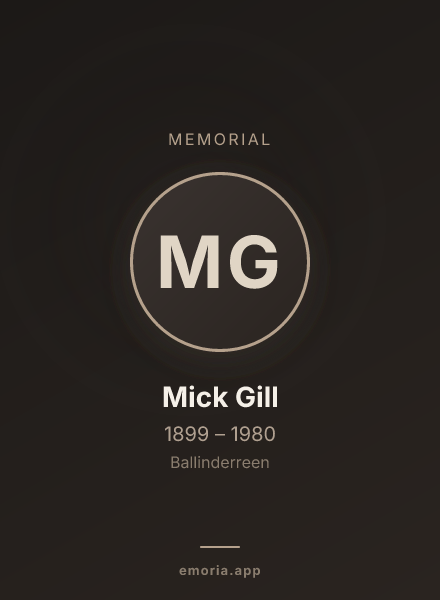 Memorial portrait of Mick Gill