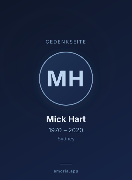 Gedenkportrait von Mick Hart