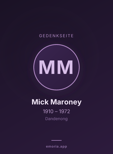 Gedenkportrait von Mick Maroney