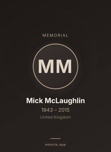Memorial portrait of Mick McLaughlin