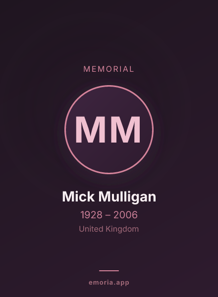 Memorial portrait of Mick Mulligan