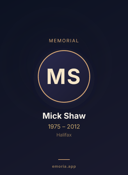 Memorial portrait of Mick Shaw