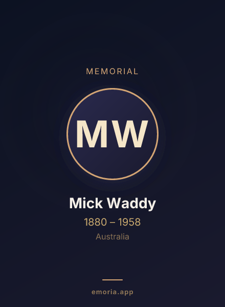 Memorial portrait of Mick Waddy