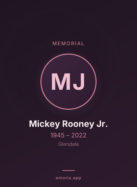 Memorial portrait of Mickey Rooney Jr.