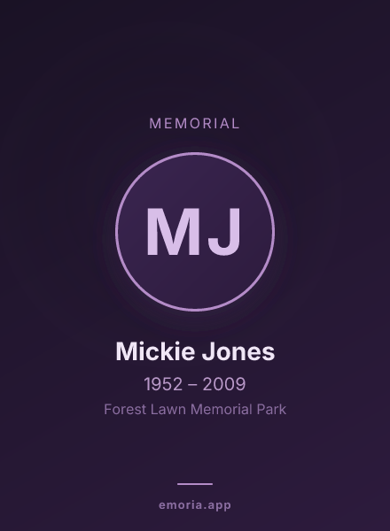 Memorial portrait of Mickie Jones