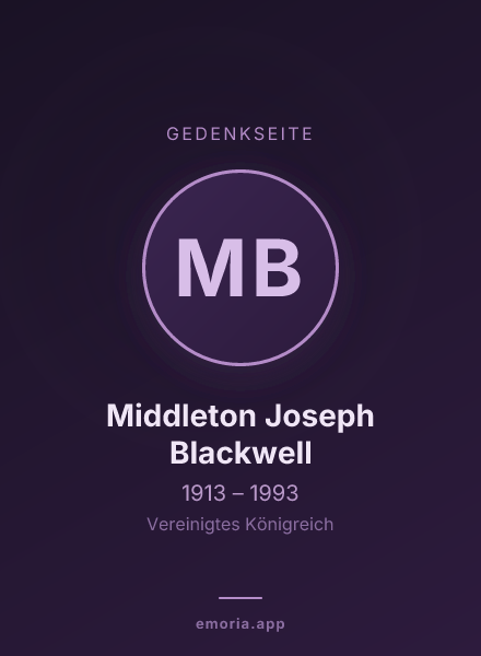Gedenkportrait von Middleton Joseph Blackwell