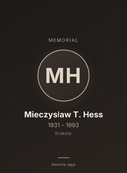 Memorial portrait of Mieczysław T. Hess