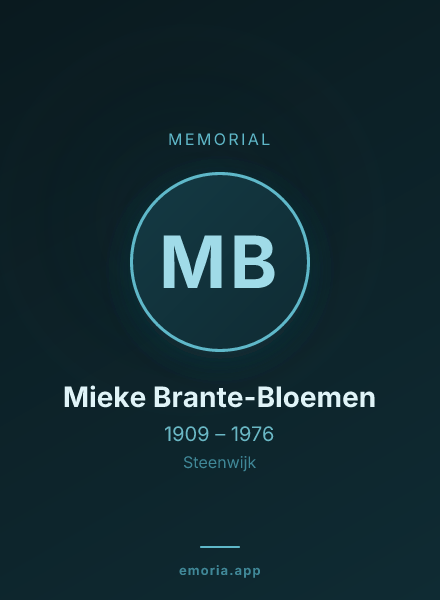 Memorial portrait of Mieke Brante-Bloemen