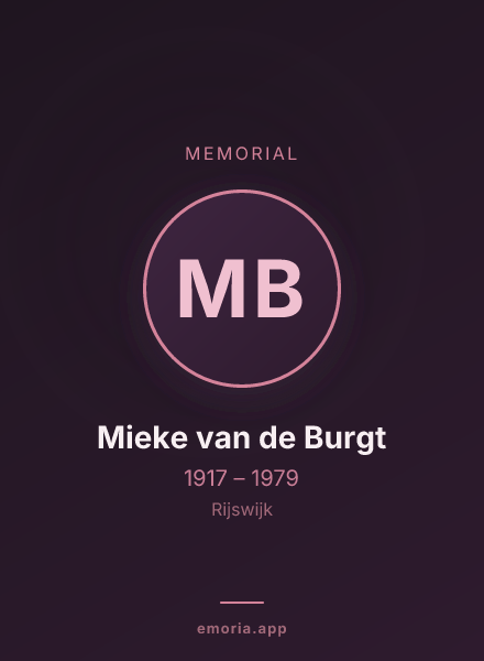 Memorial portrait of Mieke van de Burgt