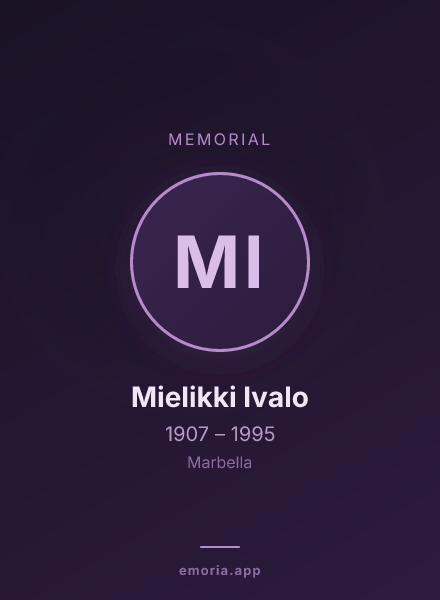 Memorial portrait of Mielikki Ivalo