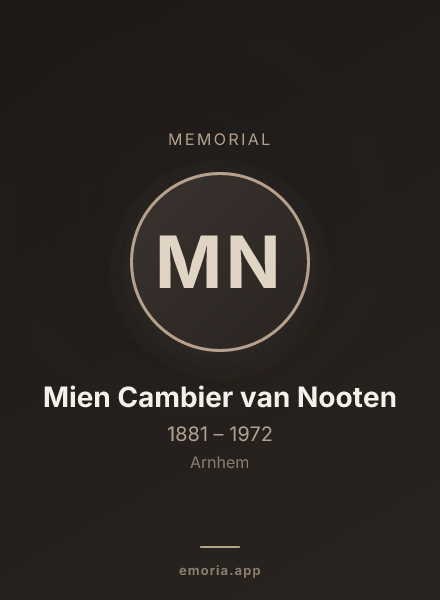 Memorial portrait of Mien Cambier van Nooten