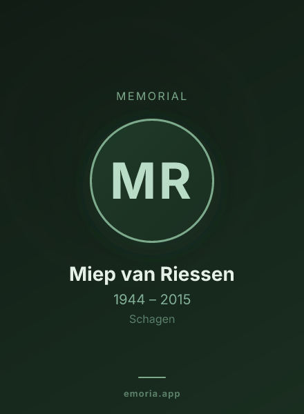 Memorial portrait of Miep van Riessen