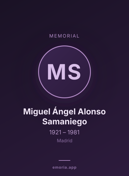Memorial portrait of Miguel Ángel Alonso Samaniego