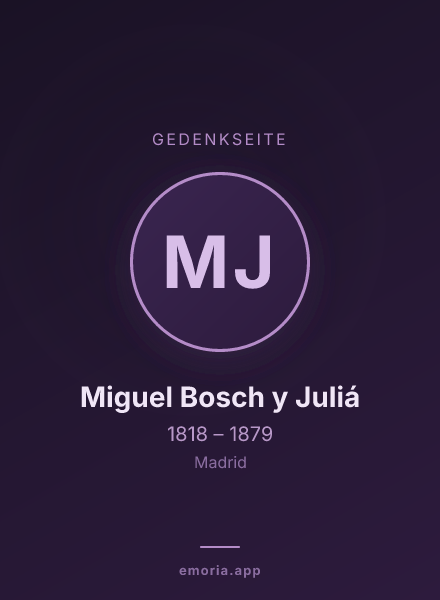Gedenkportrait von Miguel Bosch y Juliá