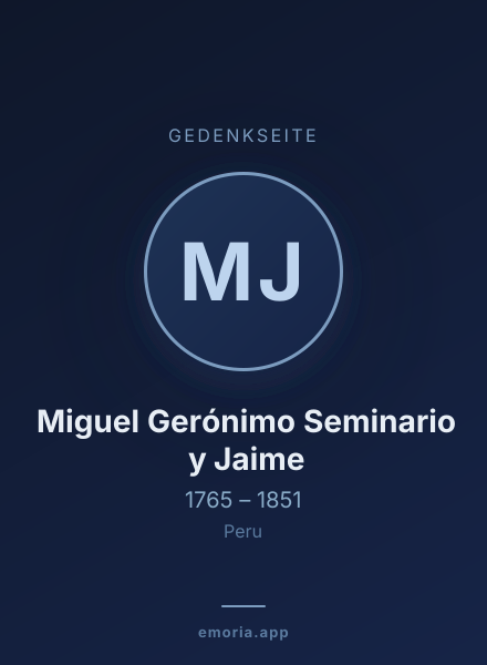 Gedenkportrait von Miguel Gerónimo Seminario y Jaime