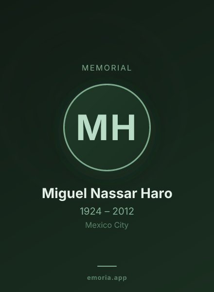 Memorial portrait of Miguel Nassar Haro