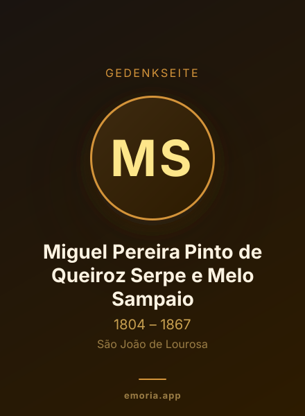 Gedenkportrait von Miguel Pereira Pinto de Queiroz Serpe e Melo Sampaio