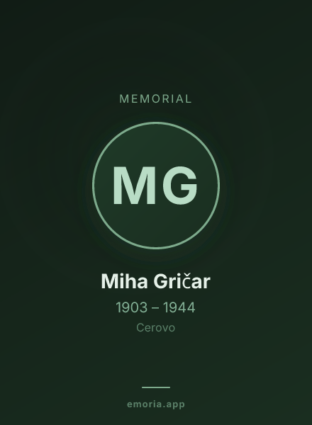 Memorial portrait of Miha Gričar