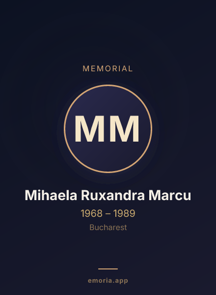 Memorial portrait of Mihaela Ruxandra Marcu