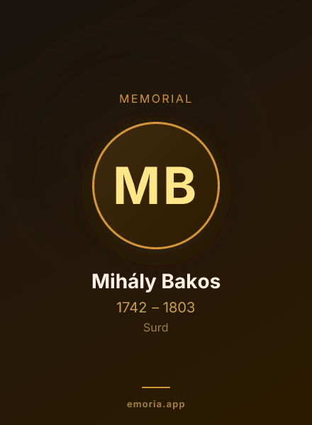 Memorial portrait of Mihály Bakos