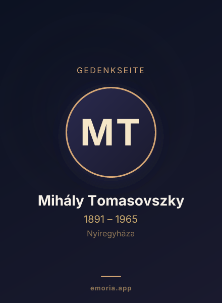 Gedenkportrait von Mihály Tomasovszky