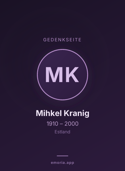 Gedenkportrait von Mihkel Kranig
