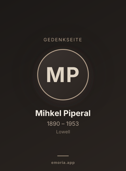 Gedenkportrait von Mihkel Piperal