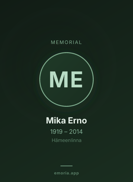Memorial portrait of Mika Erno