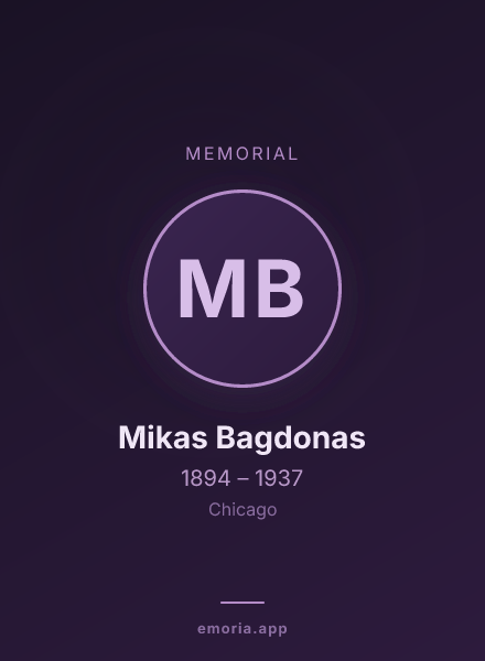 Memorial portrait of Mikas Bagdonas