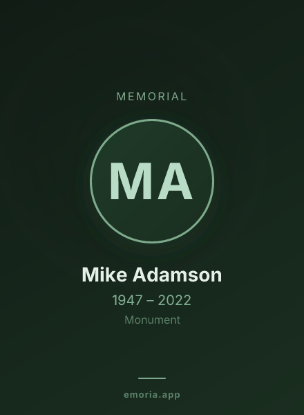 Memorial portrait of Mike Adamson