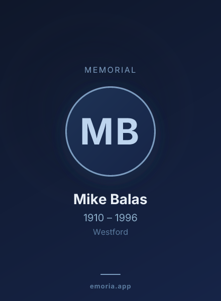 Memorial portrait of Mike Balas