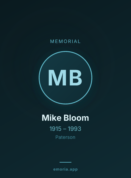 Memorial portrait of Mike Bloom