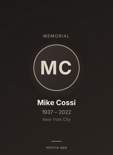 Memorial portrait of Mike Cossi