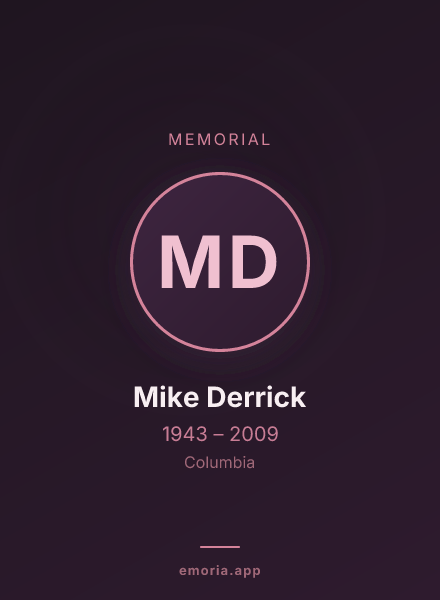 Memorial portrait of Mike Derrick