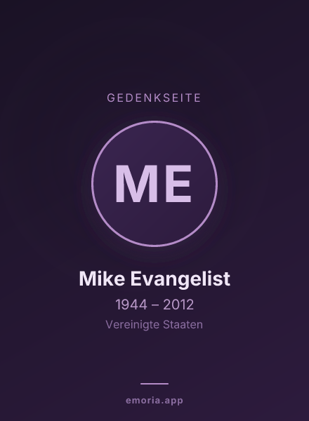 Gedenkportrait von Mike Evangelist