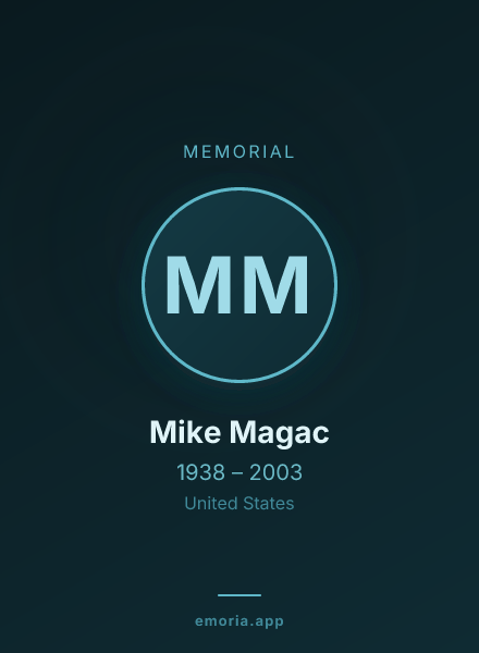 Memorial portrait of Mike Magac