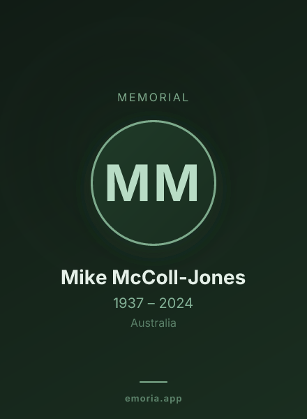 Memorial portrait of Mike McColl-Jones