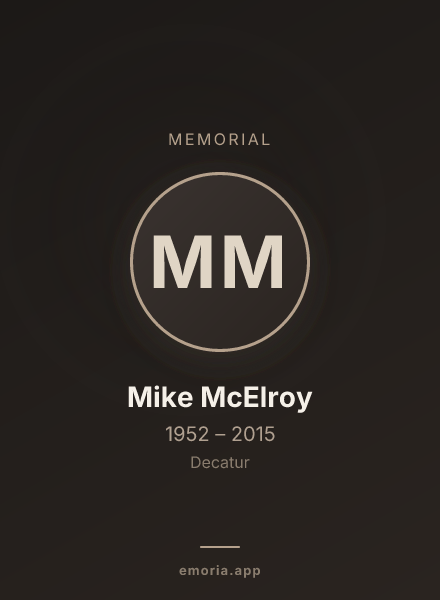 Memorial portrait of Mike McElroy