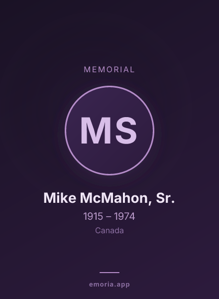 Memorial portrait of Mike McMahon, Sr.