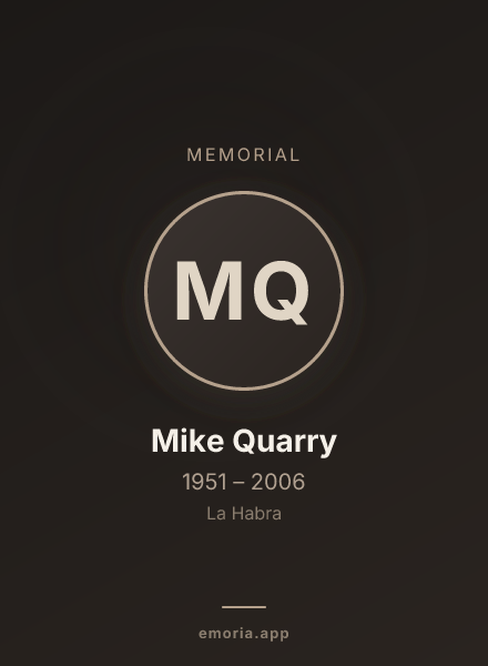 Memorial portrait of Mike Quarry