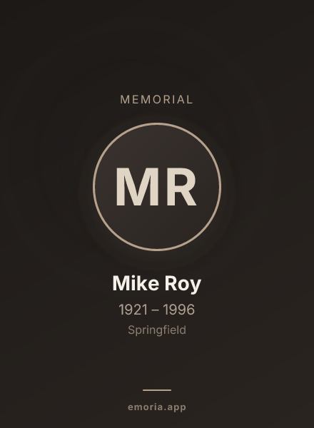 Memorial portrait of Mike Roy