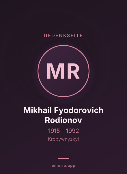 Gedenkportrait von Mikhail Fyodorovich Rodionov