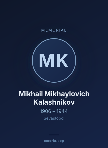 Memorial portrait of Mikhail Mikhaylovich Kalashnikov