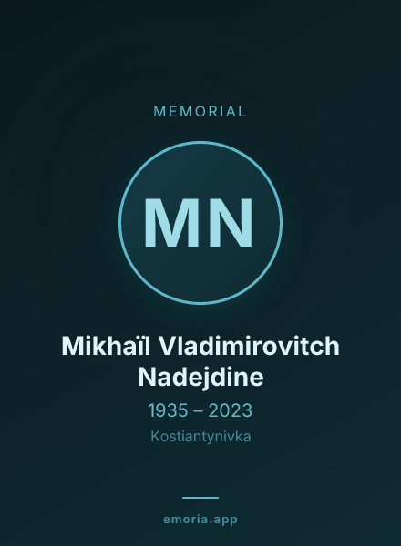 Memorial portrait of Mikhaïl Vladimirovitch Nadejdine